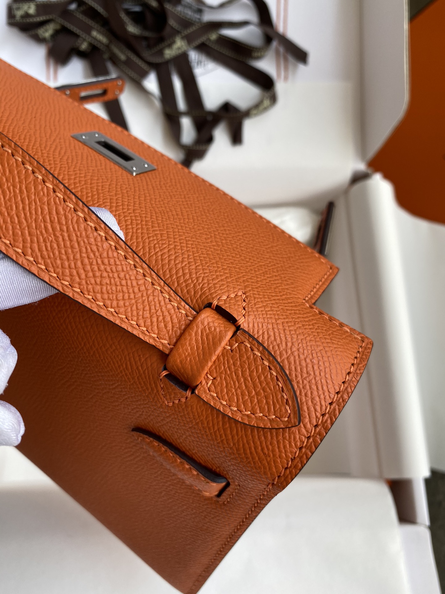 Hermes Mini Kelly Pochette 22cm Bag In Orange Epsom Leather